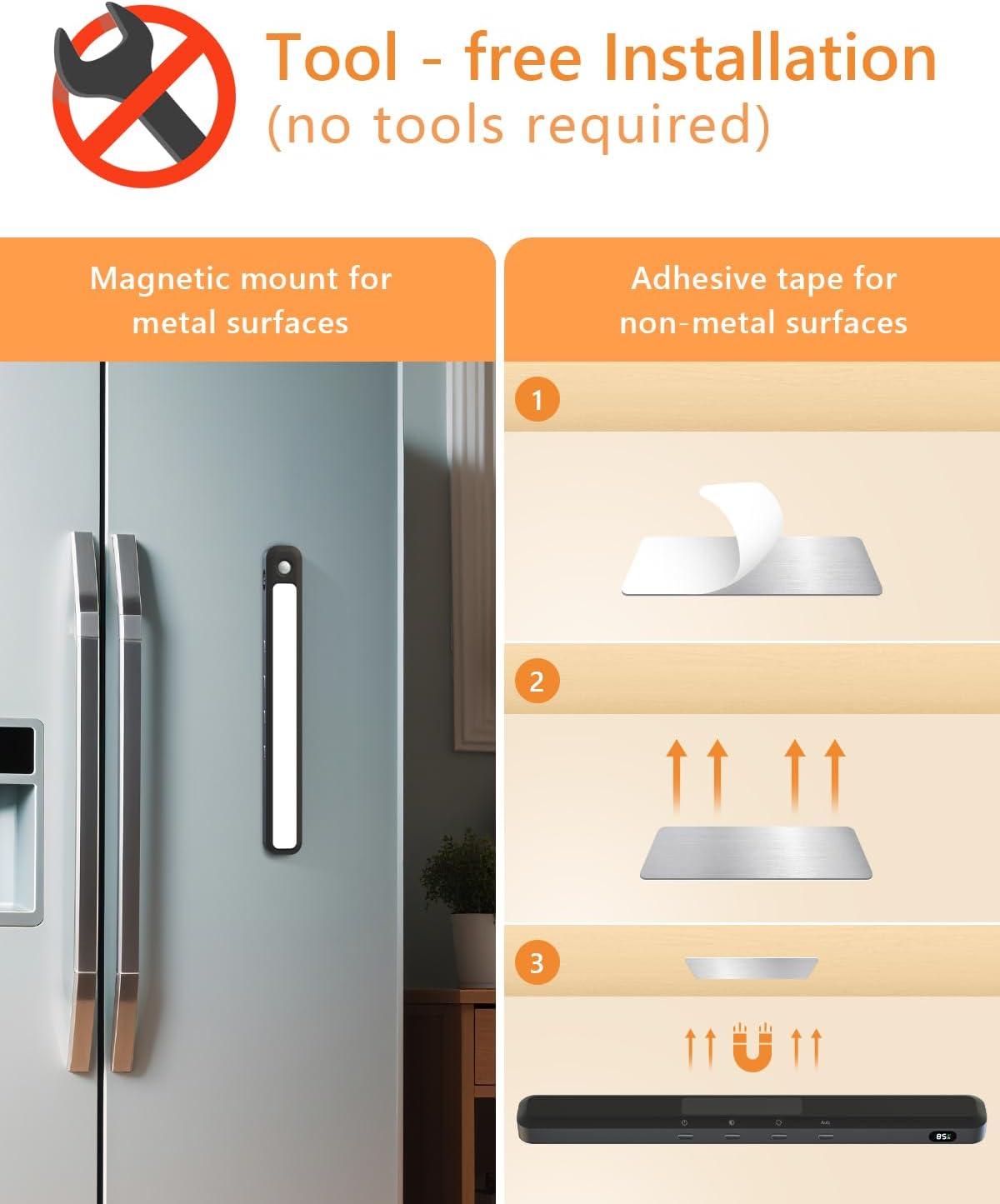 WILLED Under Cabinet & Closet Lights, Motion Sensor, Rechargeable, Magnetic, 3 Color Temps, Dimmable LED Light Bar for Indoor Kitchen Counter (2 Pack, Black)