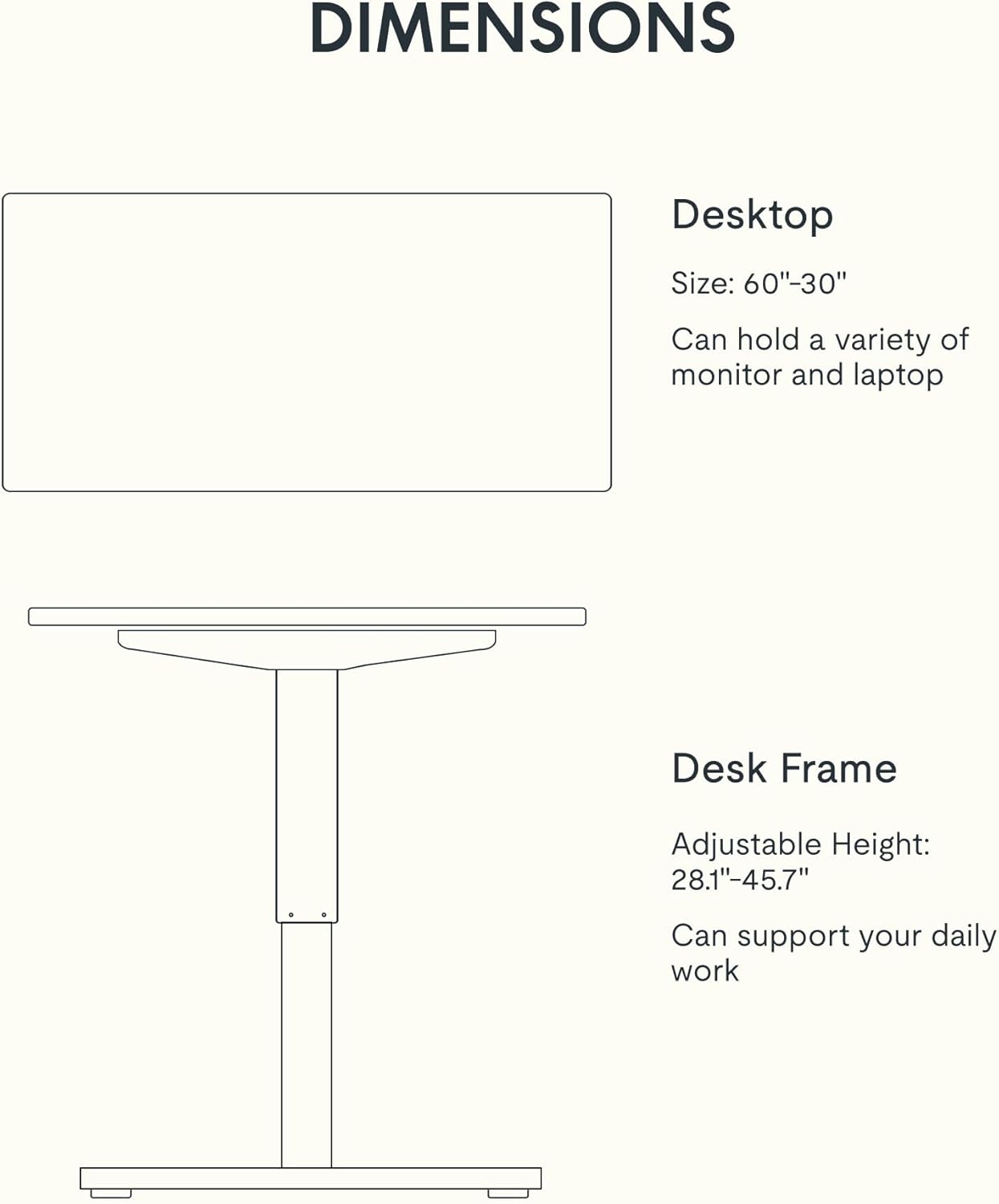 FLEXISPOT EN1 Bamboo Standing Desk, 60 x 30 Inches Whole-Piece Electric Adjustable Height Desk for Home Office (White Frame + Bamboo Top, 2 Packages)