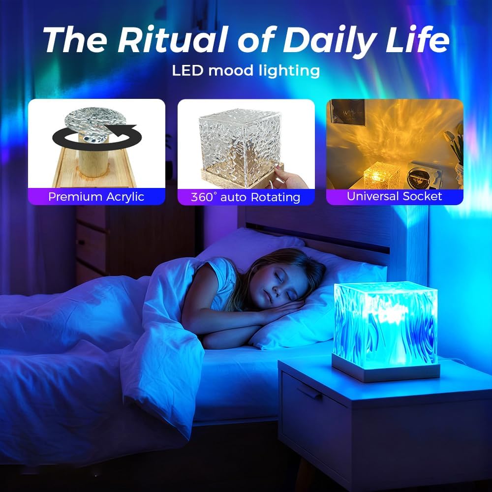 Northern Lights Projector with Remote, 18-Color Aurora Night Light for Bedroom, Galaxy Projector for Teens, Christmas Gift for Boys & Girls (Wood Base)