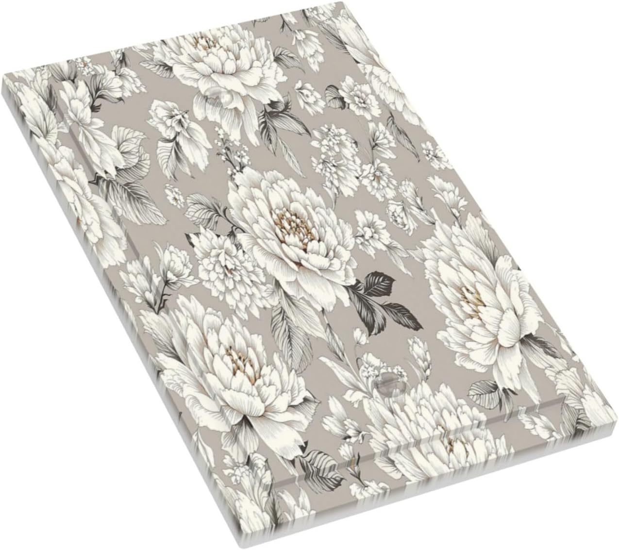 White Poppies Floral Modern Grey Peonies Flowers Light Switch Cover Plate 1 Gang No Device Blank Decorative Switch Plate Electrical Wall Plates Faceplate for Bedroom Bathroom Decor