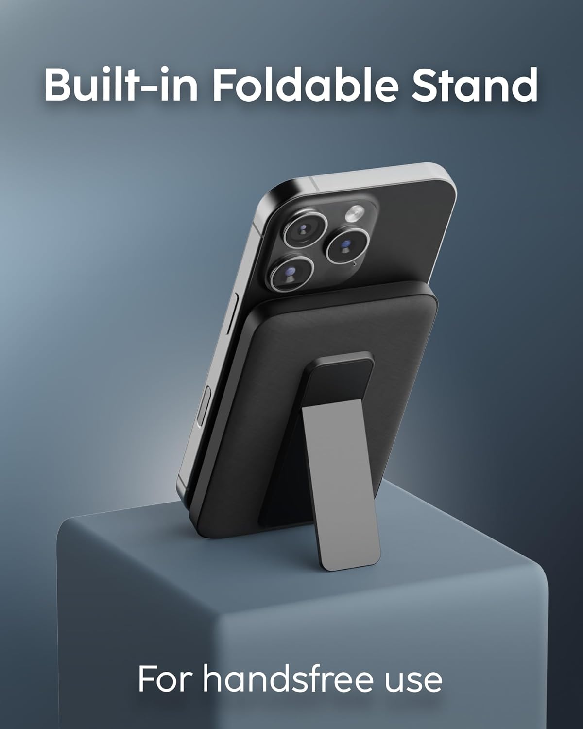 myCharge CliqLuxe 10,000mAh Wireless Magnetic Power Bank - Qi2.2 25W Ultra-Fast Wireless Charging | Foldable Metal Stand | 20W PD USB-C Port | Digital Battery Display | Premium Black Fabric