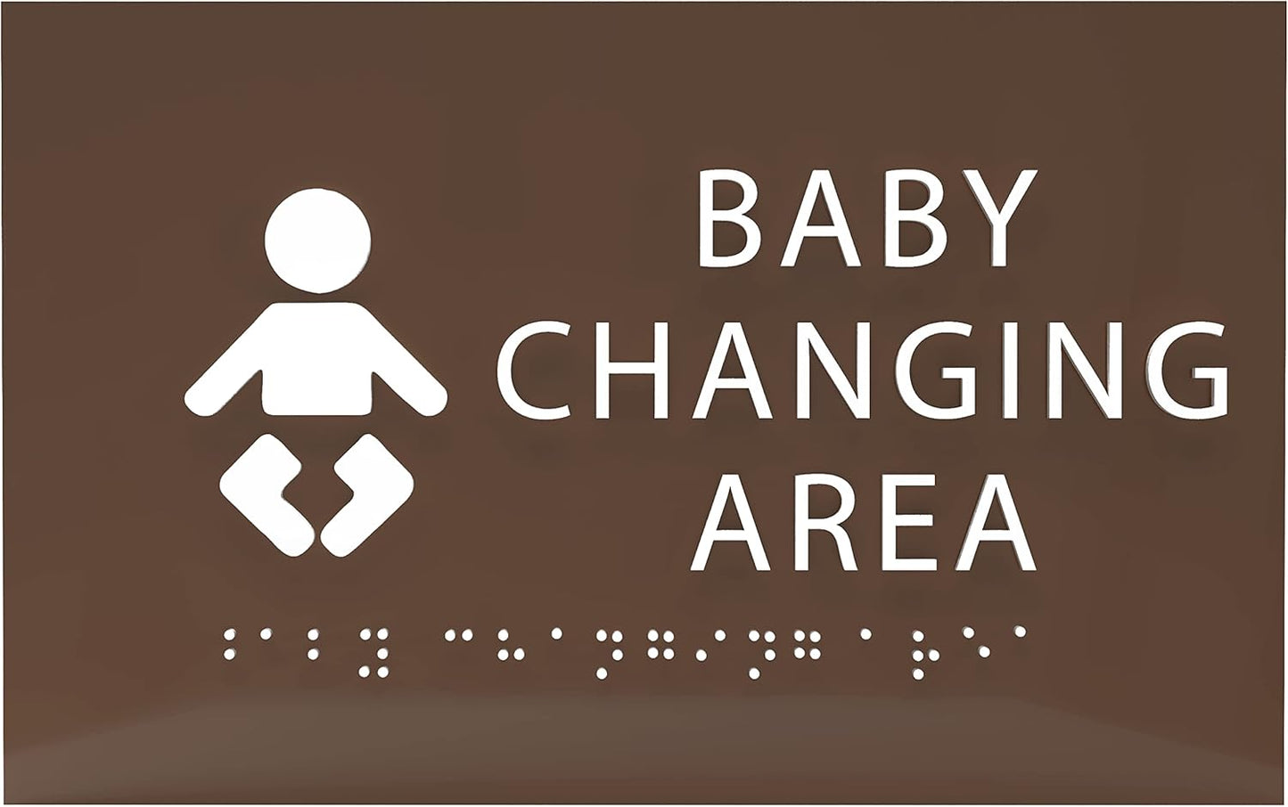 6" X4" Baby Changing Area Sign | Tactile Graphics Grade 2 Braille Text Baby Care Sign| ADA Compliant Wall Mount Plastic Restroom Sign for Hospital, Offices, Clinics and Apartments