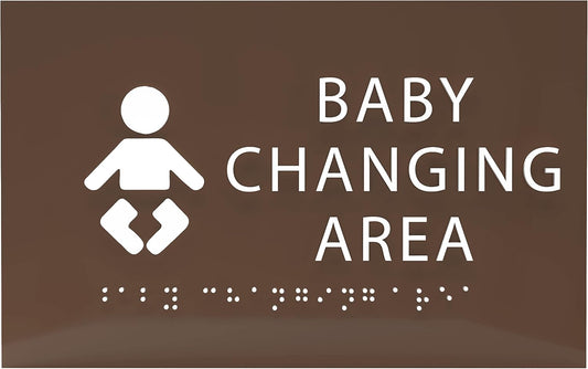 6" X4" Baby Changing Area Sign | Tactile Graphics Grade 2 Braille Text Baby Care Sign| ADA Compliant Wall Mount Plastic Restroom Sign for Hospital, Offices, Clinics and Apartments
