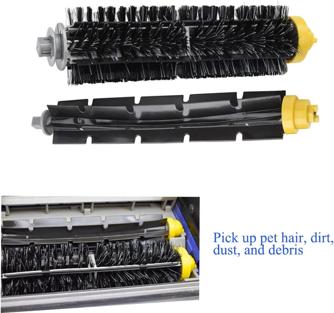 MZY LLC Replacement Parts for iRobot Roomba 600 Series 692 694 690 680 660 665 651 650 614 595 Vacuum Cleaner, Includ Bristle Brush, Flexible Beater Brush, Filter, Side Brush, Screw and Cleaning Tool