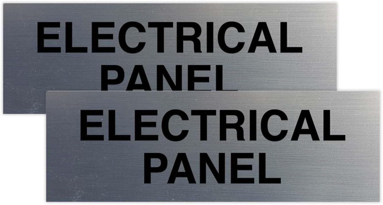 All Quality Basic Electrical Panel Sign - Fire Regulation Safety Compliance Sign - Silver - Medium (2 Pack)