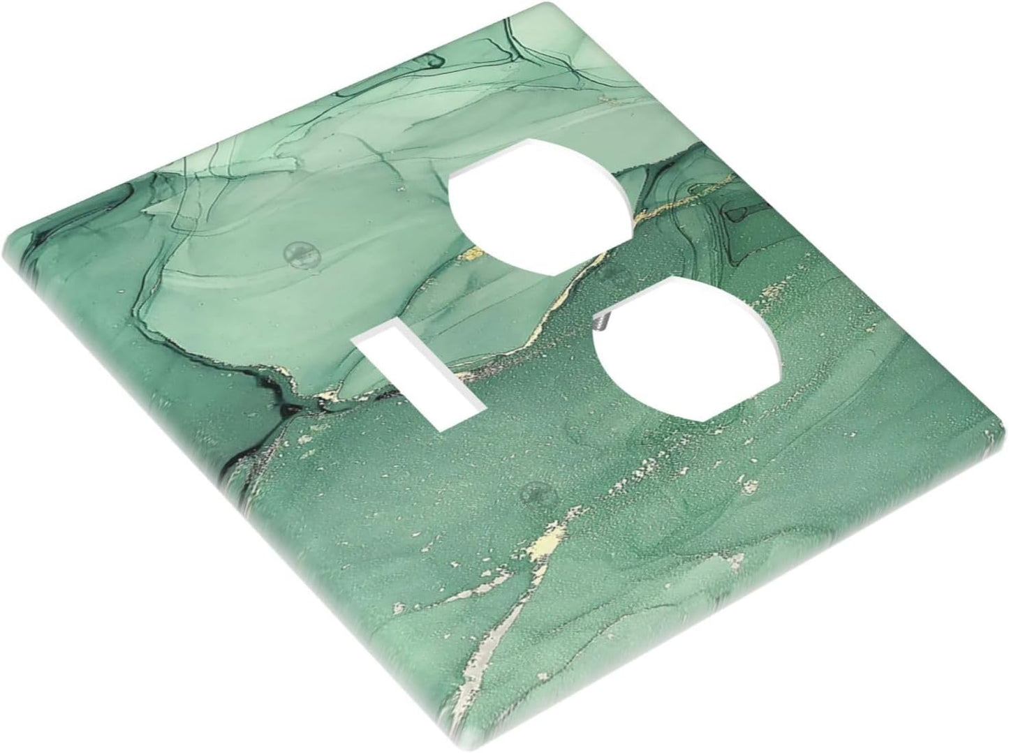 Wallplates Simple Green Marble 1 Toggle 1 Duplex Switch Plate Electrical GFCI Faceplate Decorative Light Switch Covers for living Room Office Decor