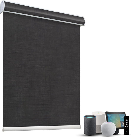 SmartWings Motorized Light Filtering Roller Shades 60% Blackout Custom Size, Rechargeable Battery, Works with Matter/Apple HomeKit, Alexa, Thread/Zigbee, Remote Optional, 60% Twilight Shadow
