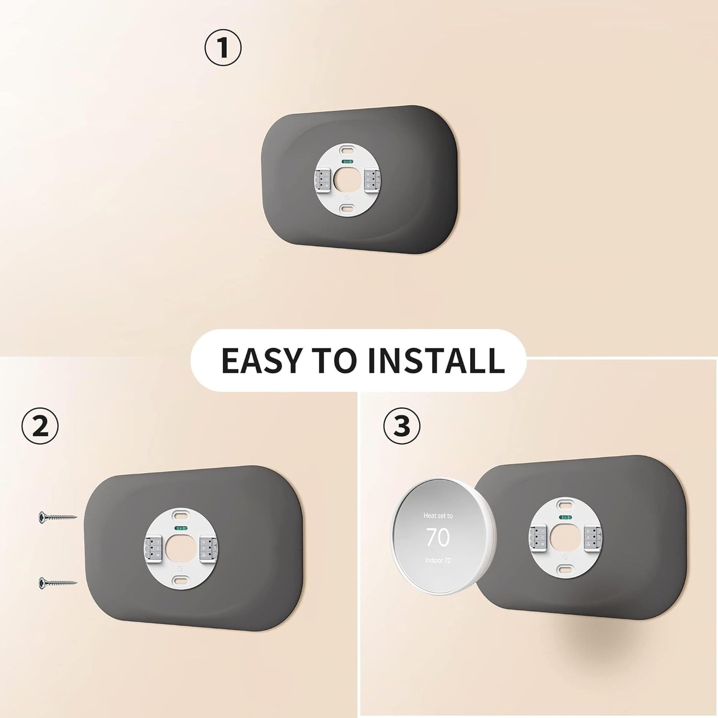 Compatible with Google Thermostat 2020 Wall Plate Cover - Petrichor Nest Thermostat Trim Kit, Made for Google Nest Thermostat 2020, Cover Imperfections Easy to Install - Charcoal（2 Pack）
