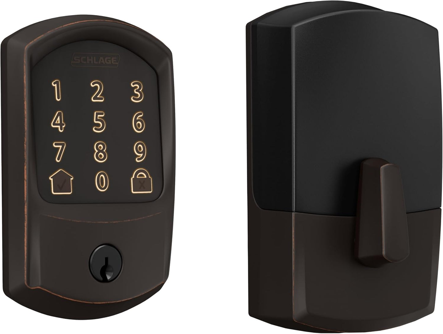 SCHLAGE BE489WB GRW 716 Encode WiFi Deadbolt Smart Lock, Keyless Entry Touchscreen Door Lock with Greenwich Trim, Aged Bronze