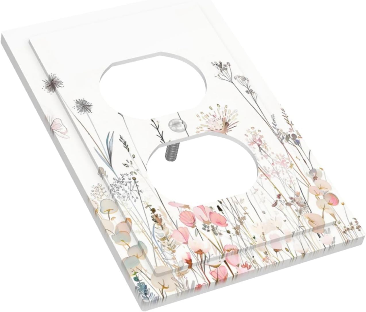 Floral Watercolor Wildflower Dandelion Plant Outlet Covers 1 Gang Duplex Light Switch Cover Decorative Switch Plates Electrical Receptacle Faceplate Wall Plate for Farmhouse Bed Room Decor