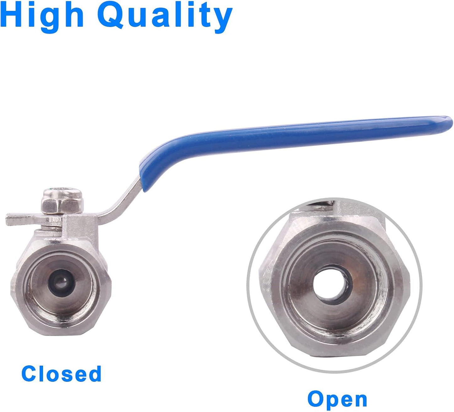DERNORD Stainless Steel Ball Valve 1PC Type 0.25 Inch NPT Standard Port for Water, Oil, and Gas (Pack of 2)