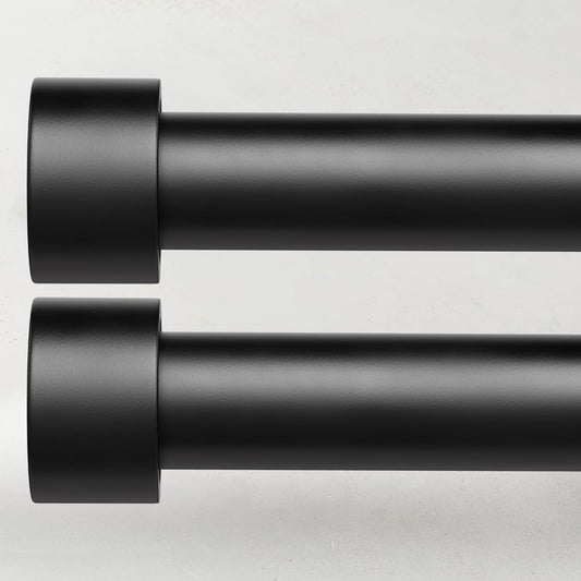 2 Pack Curtain Rods for Windows 28 to 48 Inch(2.3-4ft), 1 Inch Black Adjustable Heavy Duty Curtain Rod Set, Modern Outdoor Drapery Rods for Patio Bedroom, Size 32"- 60"