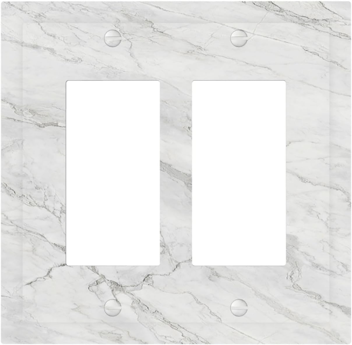 Decorative Outlet Covers Marble Granite White And Grey 2 Gang Double GFCI Rocker Electrical Wall Panels Light Switch Cover Plate for Home Bedroom Decor