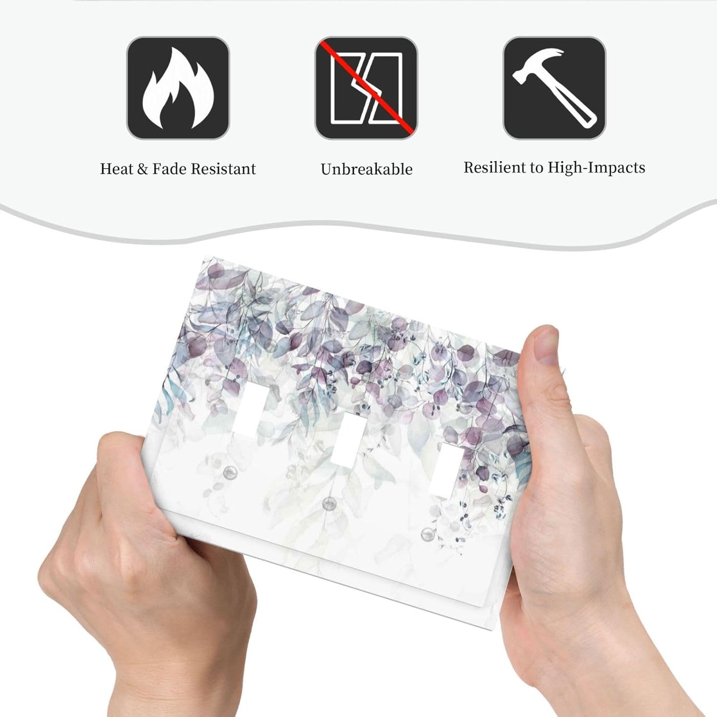 Hazy Leaves Ivy Nature Plants Eucalyptus Leave Decorative Switch Plates 3 Gang Wall Plate Triple Toggle Light Switch Cover Faceplate Electrical Wall Panels for Bedroom Home Decor