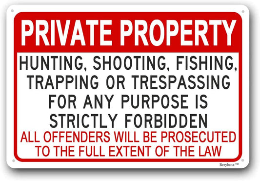 Private Property Signs,No Trespassing Sign,Outdoor Safety Signs,No Fishing Sign "Private Property" 16"x24" Aluminum Sign