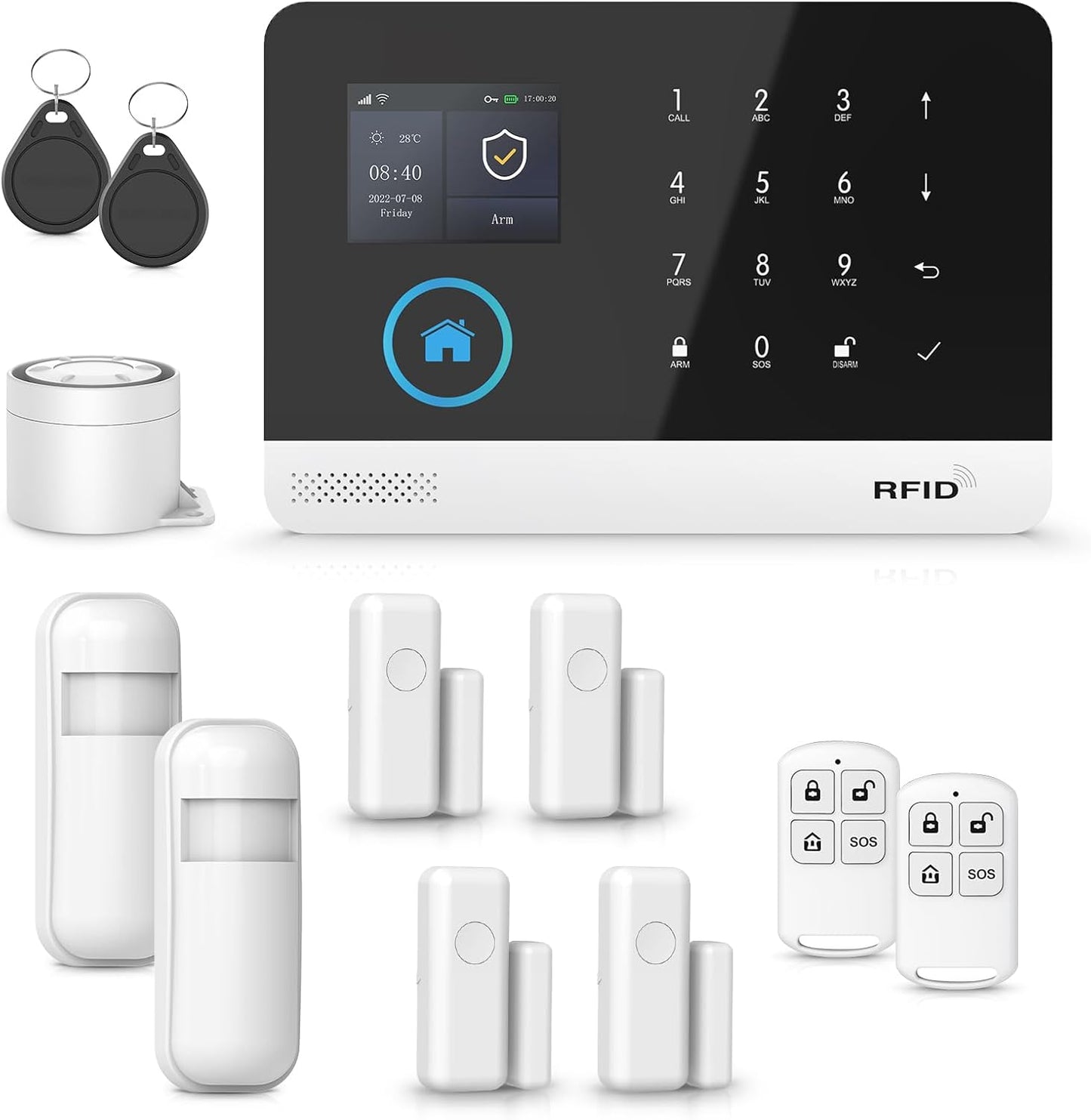 Security Systems for House 12Pcs WiFi+GSM/4G DIY Kit,Door/Window Home Alarm System Tuya APP Real-Time Alert,Remote ControlMotion Detectors for Home,Apartment,Kids Safety NO Monthly Fees
