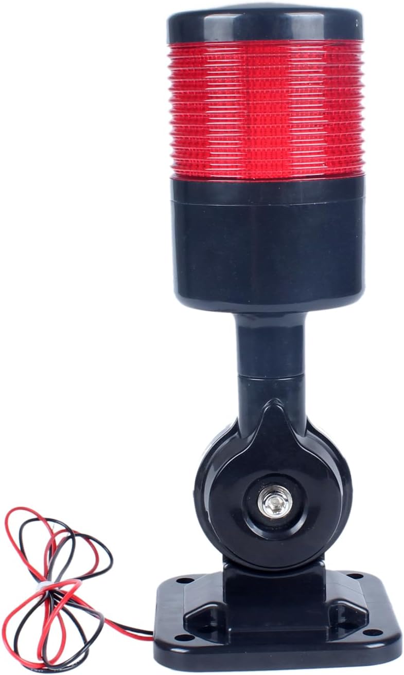 Led Signal Tower Stack Lights, Industrial Signal Warning Lights, Column Tower Lamp with Rotatable Base,Steady Flashing Switchable,110V 220V AC (1-Layer, with Buzzer) Black