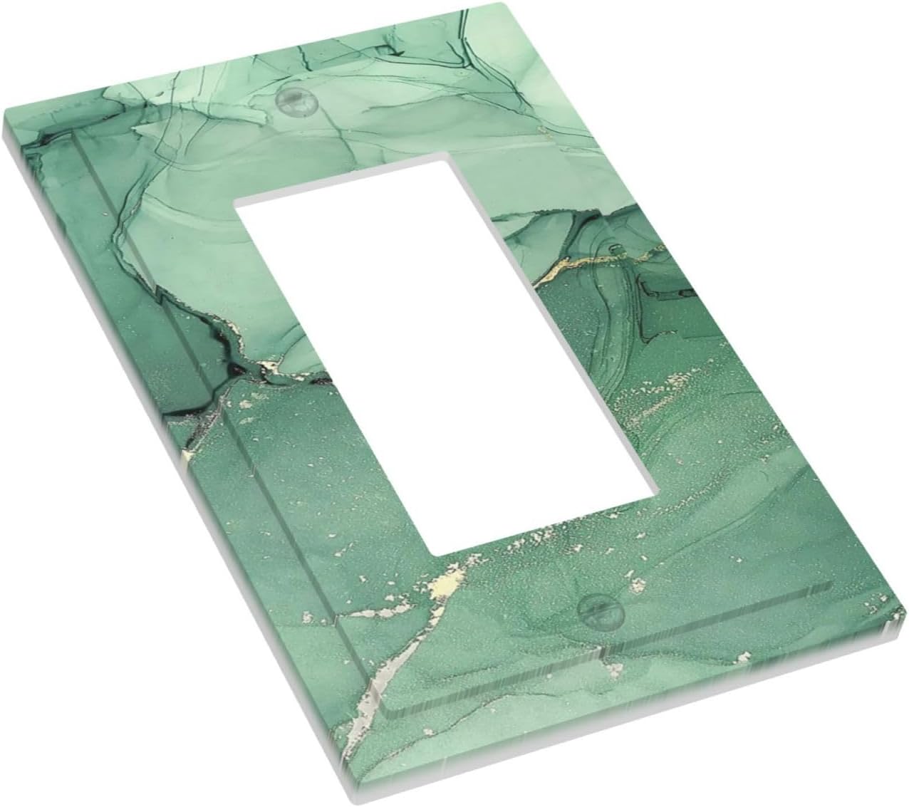 Decorative Outlet Covers Simple Green Marble 1 Gang Single Rocker Light Switch Cover Plate Wall Plates GFCI Faceplate for living Room Office Decor
