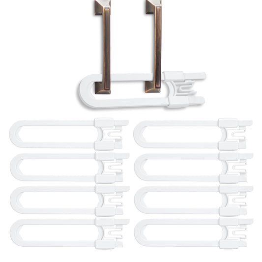 Vmaisi 8 Pack Baby Sliding Cabinet Locks - Adjustable U Shaped Child Safety Locks,Childproof Latches for Kitchen Bathroom Storage Cupboards Doors, Handles and Knobs White