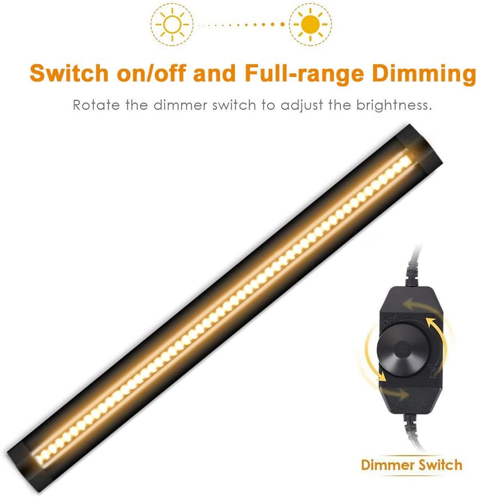 inShareplus 13inch LED Under Cabinet Lighting, Dimmable Light, Warm White 3500K, CRI90+, 450Lumens, DC 12V Ultra Thin Under Counter Kitchen Lights for Kitchen, Shelf, Cupboard, Black, 1 Pack