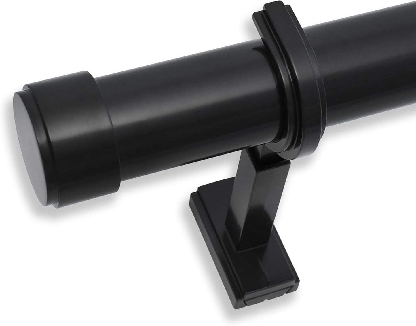 BlastHome® Non-Adjustable Luxury Curtain Rods for Windows, 1 ¼” Rod Set, 8 foot Fixed Length (Two Rods Connect for a Seamless Look), Tuxedo Black
