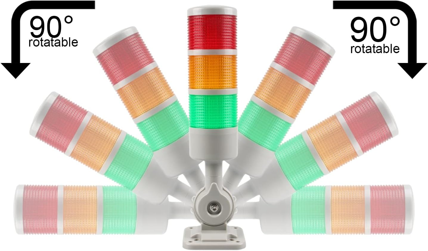 Led Signal Tower Stack Lights, Industrial Signal Warning Lights, Column Tower Lamp Andon with Rotatable Base, Steady/Flashing Switchable, 110V 220V AC(5-Layer, no Buzzer)
