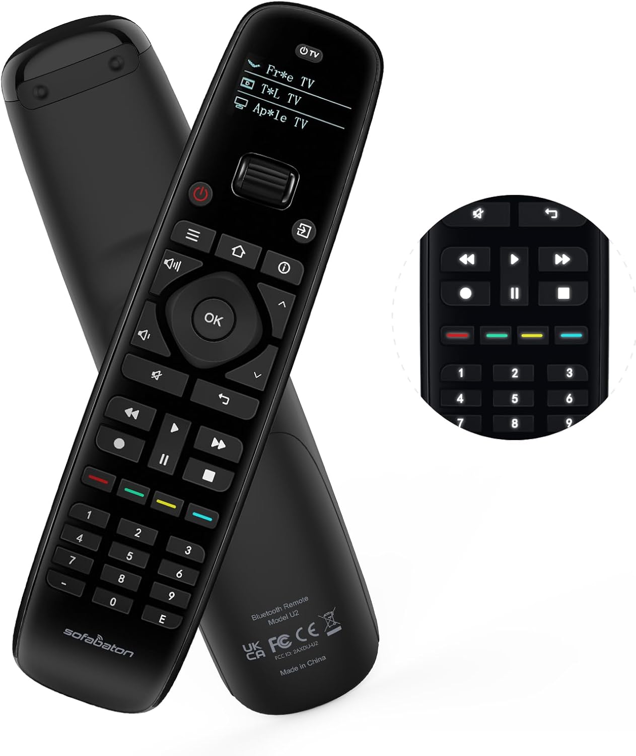 SofaBaton U2 Universal Remote Control (with Backlight) with APP and Macro Buttons, Extended Infrared Range, Raise-to-Wake, Compatible with IR & Bluetooth Devices, All-in-one Smart Universal Remote