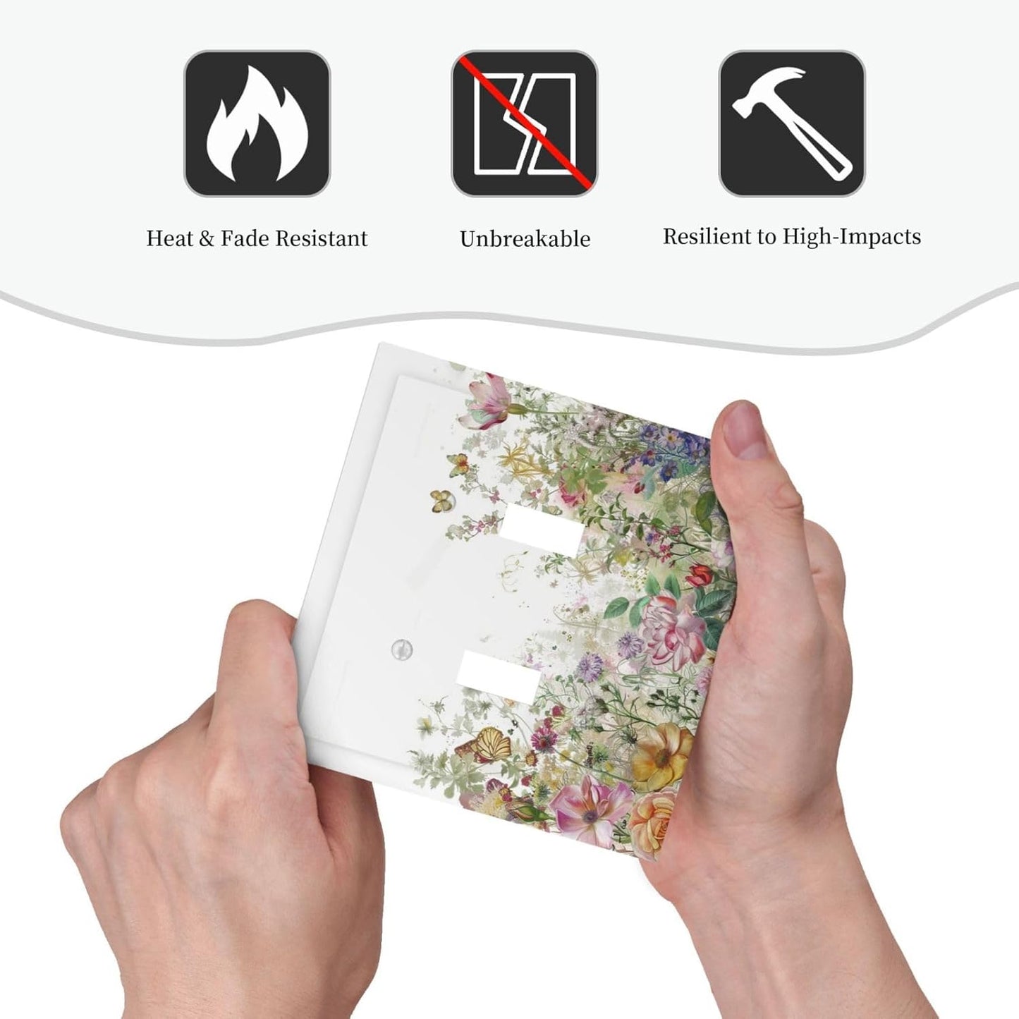 Decorative Switch Plates Boho Wildflower Colorful Floral Butterfly 2 Gang Double Toggle Outlet Light Switch Cover Wall Plate Electrical Faceplate For Bed Room Living Room Decor