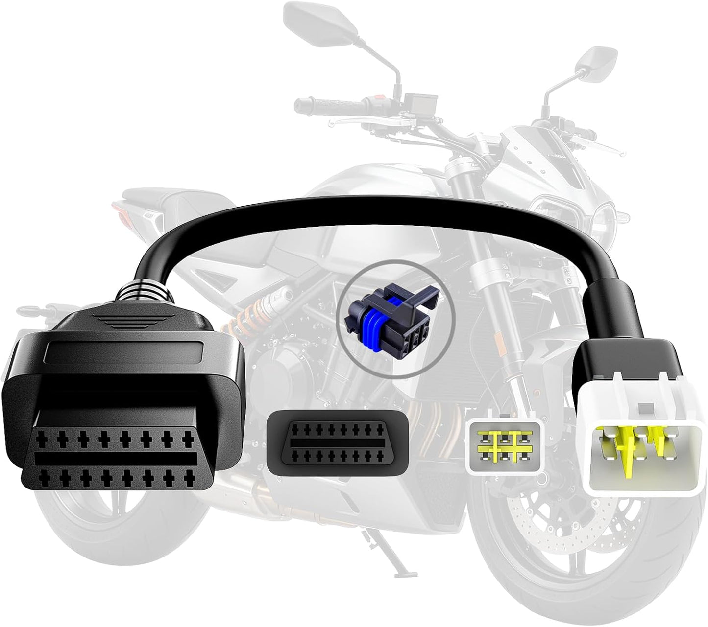 OBD2 Adapter Cable Fits for Delphi Motorcycles, 6Pin to 16Pin OBD2 Diagnostic Adapter Cable Works with All OBDII Scanner