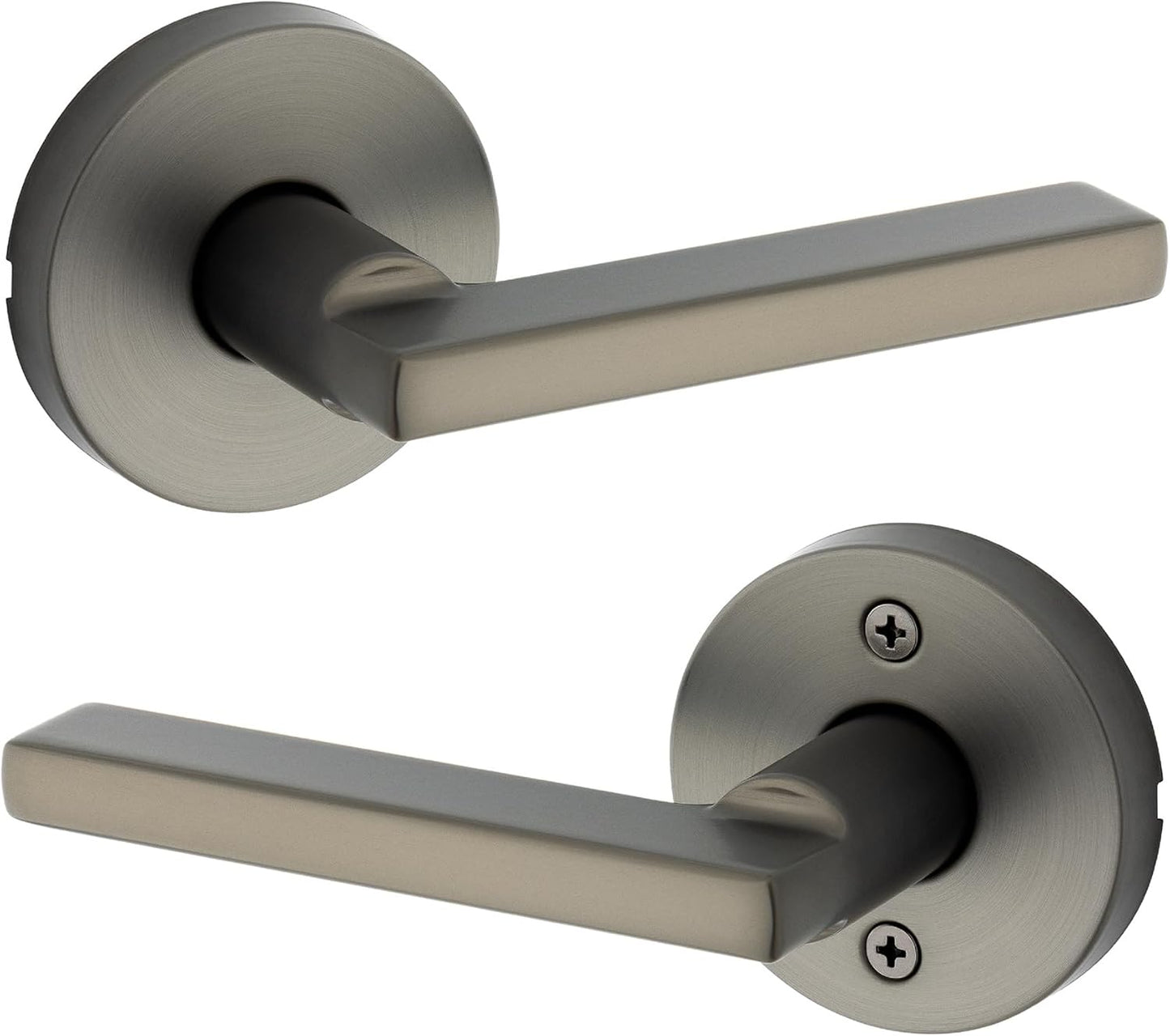 Kwikset Halifax Interior Round Passage Door Handle, Lever for Closet and Hallway Doors, Reversible Non-Locking Handle Lever, Gunmetal
