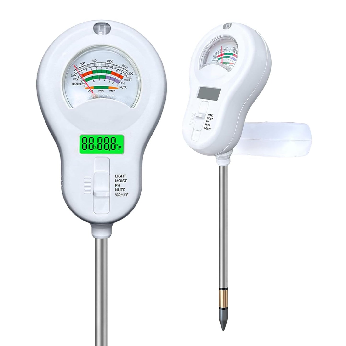 Soil Moisture Meter, 6-in-1 Soil pH Meter, Measures Temperature, Humidity, Light Intensity, nutrients, pH, and Ambient Humidity. Suitable for Horticulture, lawns, and Agriculture