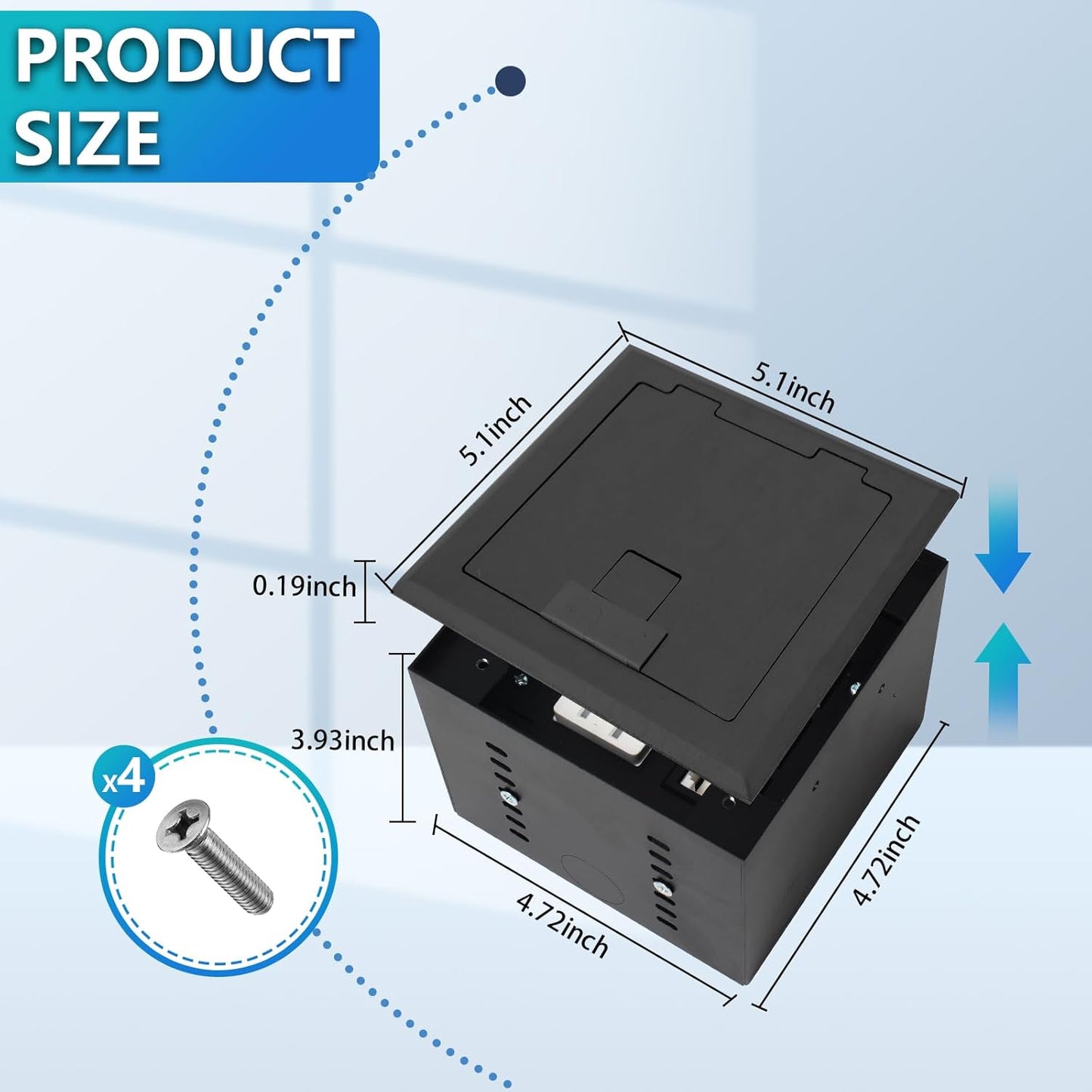 KYHSHJ Recessed Flat Hidden Socket Kit with 2 * 15A Receptacle，4.8A*2 USB-A Ports +3-Port RJ45 Datacom Receptacle. Internal Height Adjustable，Corrosive Resistant Hardware,Black