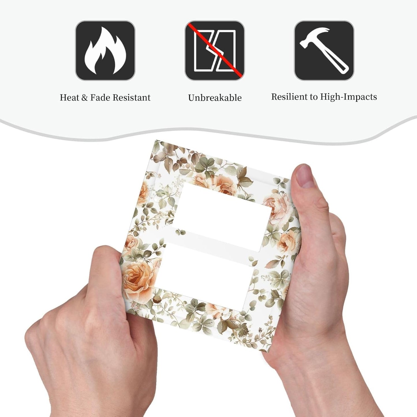Decorative Outlet Covers Vintage Warm Color Orange Flowers And Leaves 2 Gang Double GFCI Rocker Electrical Wall Panels Light Switch Cover Plate for Bedroom living Room Decor