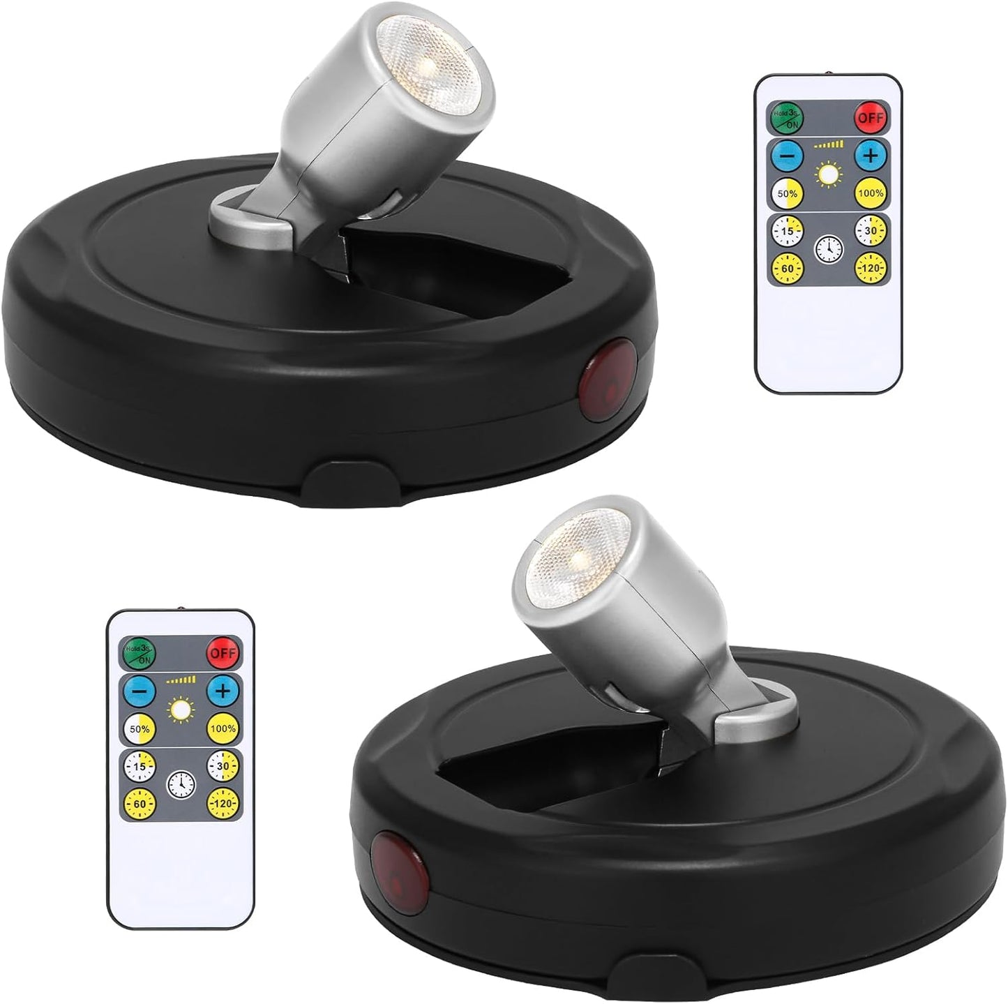 LED Spotlight Battery Operated, Wireless Picture Light, Accent Spot Light for Indoor Plant Tree, Display Puck Lights with Remote, Stick on Uplighting for Wall Photo Painting Dartboard Decor Artwork