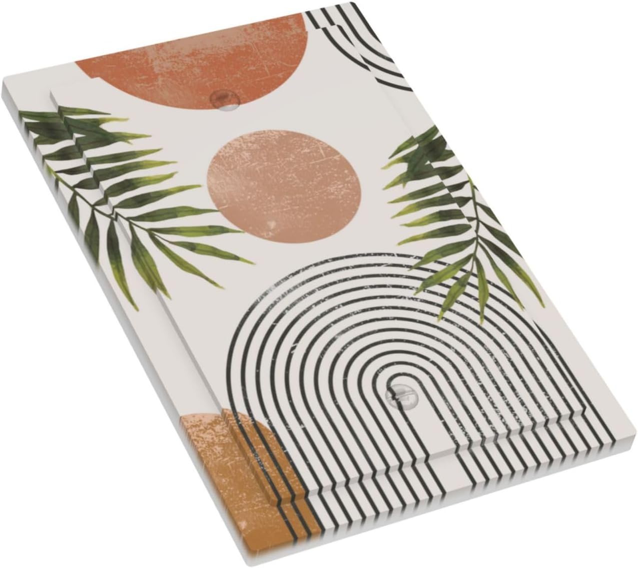 Beautiful Boho Mid Century Large Archs Sun Leaves Plants Light Switch Cover Plate 1 Gang No Device Blank Electrical Wall Plates Faceplate Decorative Switch Plate Covers for Bedroom Living Room Decor