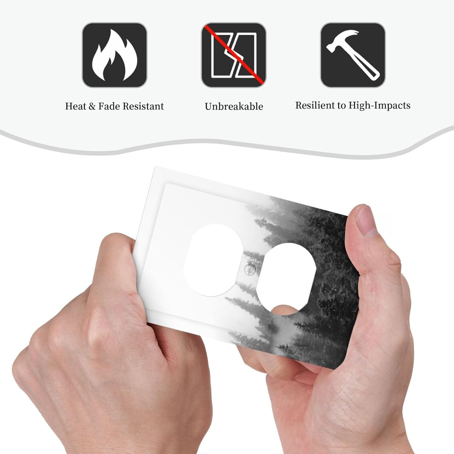 Outlet Covers Fores Black White Landscape Misty Woods 1 Gang Duplex Light Switch Cover Decorative Switch Plates Electrical Receptacle Faceplate Wall Plate For Farmhouse Cabin Decor