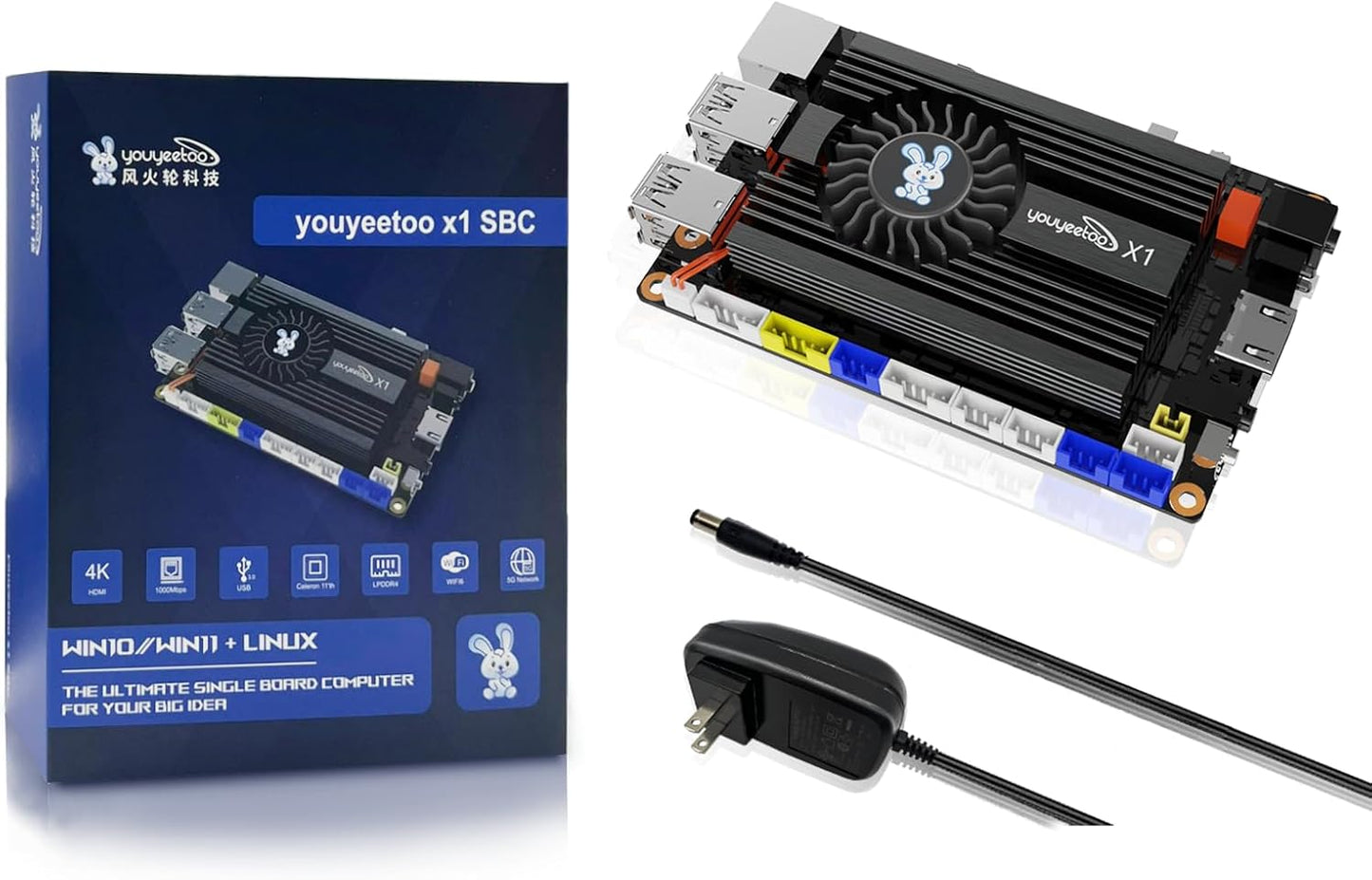 WayPonDEV youyeetoo X1s X86 Single Board Computer - A 64bit Windows 10/11/Linux Mini PC with Celeron N5095 CPU, Support Optional WiFi&BT NFC, PCIe3.0 M.2 2280 NVMe or SATA SSD (X1s 4+64GB)