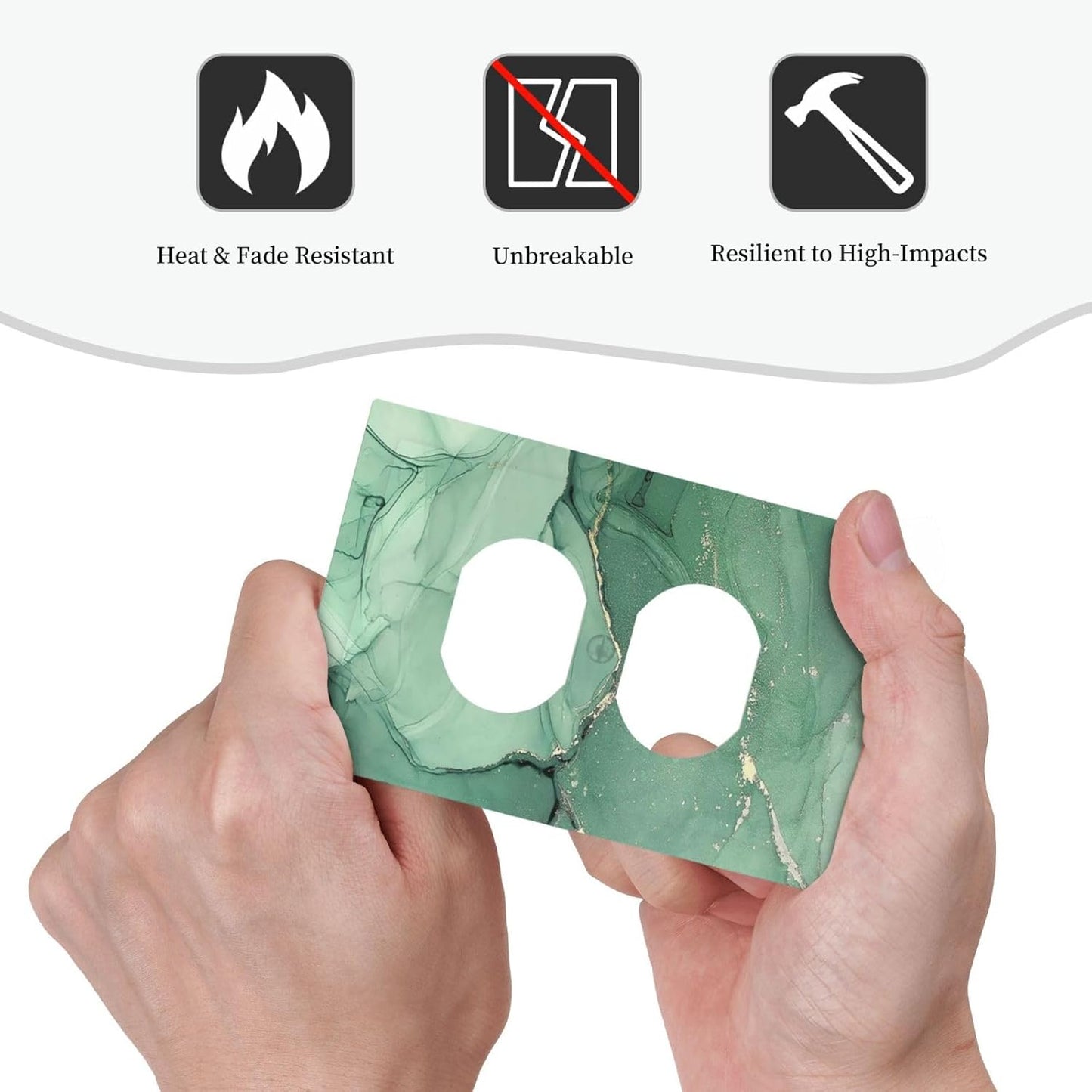Outlet Covers Simple Green Marble 1 Gang Duplex Wall Plate Decorative Switch Plates Electrical Receptacle Faceplate Light Switch Cover for living Room Office Decor