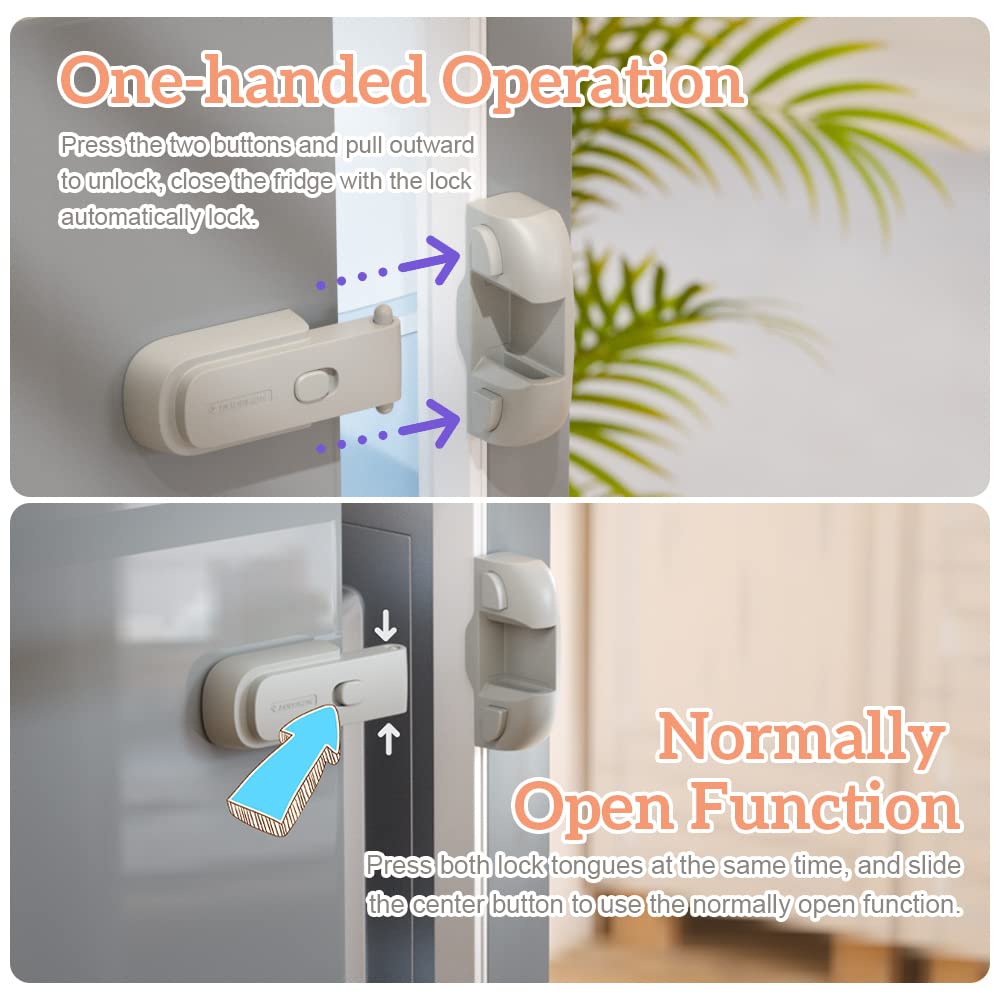 Mom's Choice Gold Awards Winner - EUDEMON 1 Pack Updated Child Proof Refrigerator/Fridge/Freezer Door Lock Apply to Max 1"(25mm) Sealing Strip for Toddlers and Kids, no Tools Need or Drill (Grey)