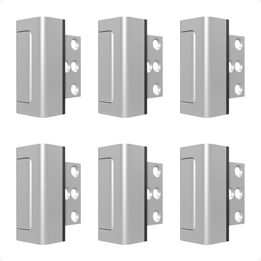 6 Pack Home Security Door Reinforcement Lock, Childproof Safety Door Lock Latch Stopper, Removable Screw-Mounted, Prevent Home Unauthorized Entry, Aluminum Construction, Withstands 800 lbs