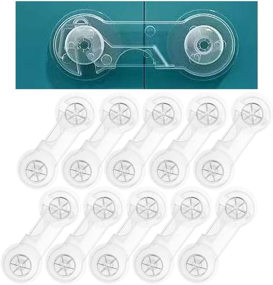 Cabinet Door Locks for Baby Proof and Child Safety, Fridge Locks for Kids,Cabinet Locks with Adhesive for Drawer Cupboards Fridge Oven Closet and Pantry, Childproof Door Latch (Transparent, 10 PCS)