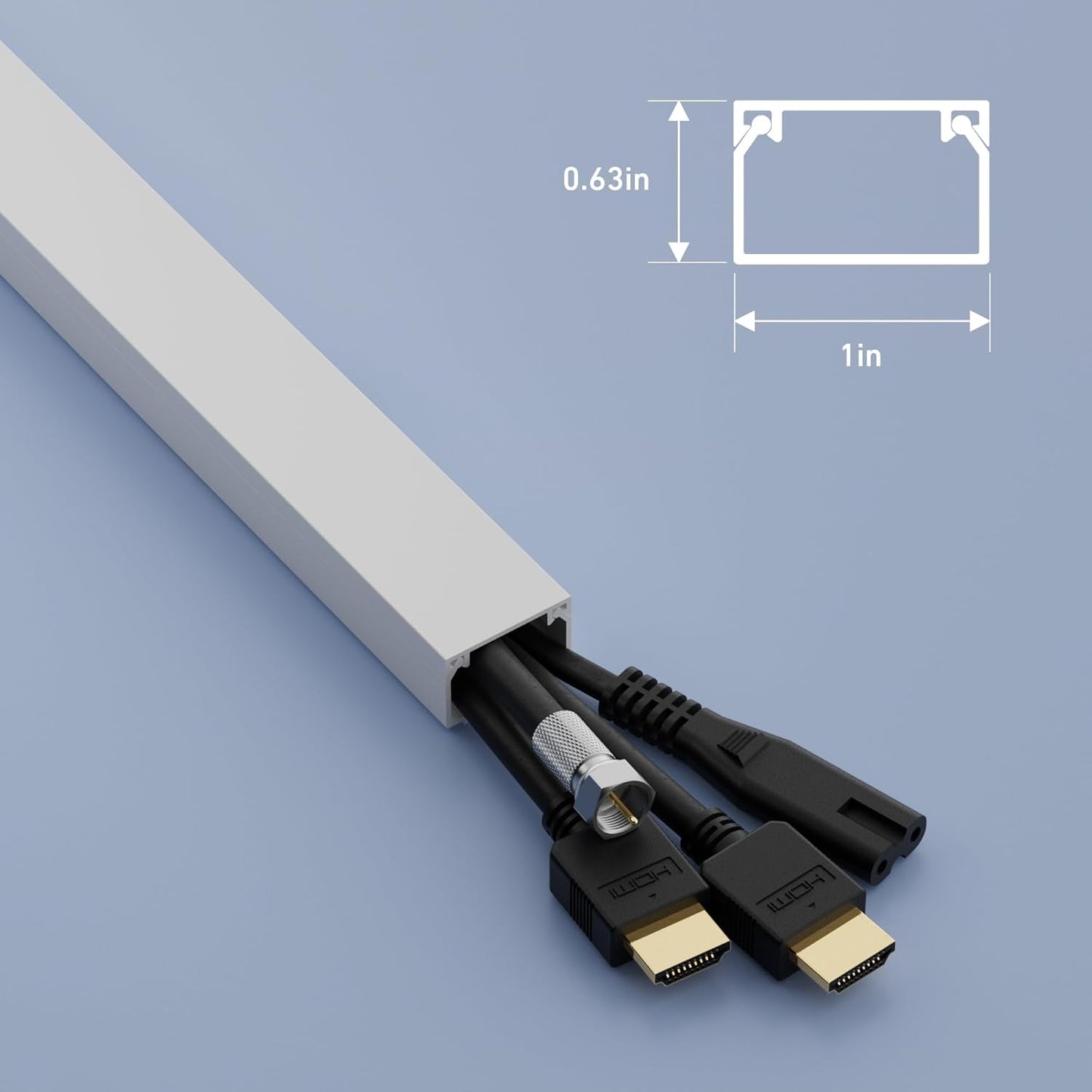 D-Line 32.8ft Cable Raceway, Self Adhesive Cord Cover, Hide and Protect Surface Wires, Paintable - 10x 1in (W) x 0.63in (H) x 39in Lengths - White
