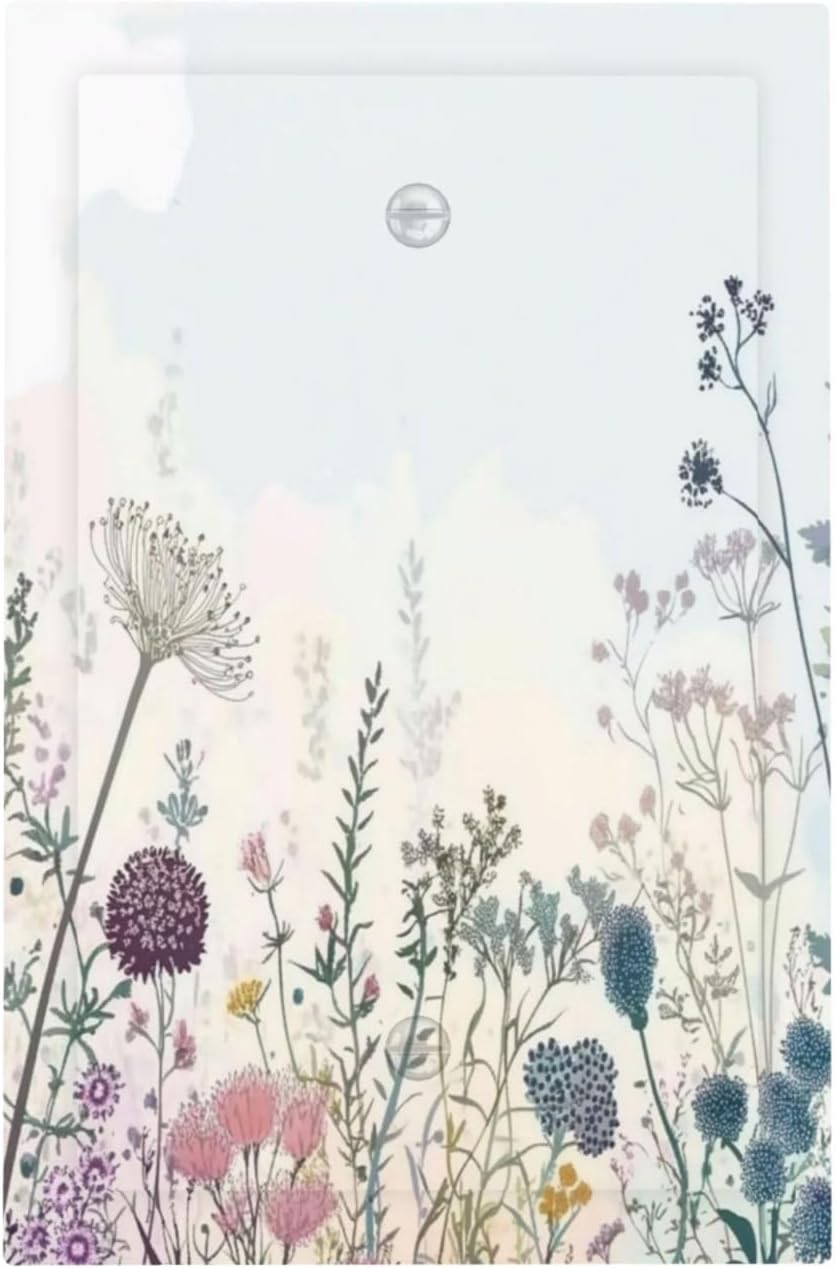 Colorful Wildflower Watercolor Dandelion Floral Light Switch Cover Plate 1 Gang No Device Blank Electrical Wall Plates Faceplate Decorative Switch Plate For Cabin Home Decor