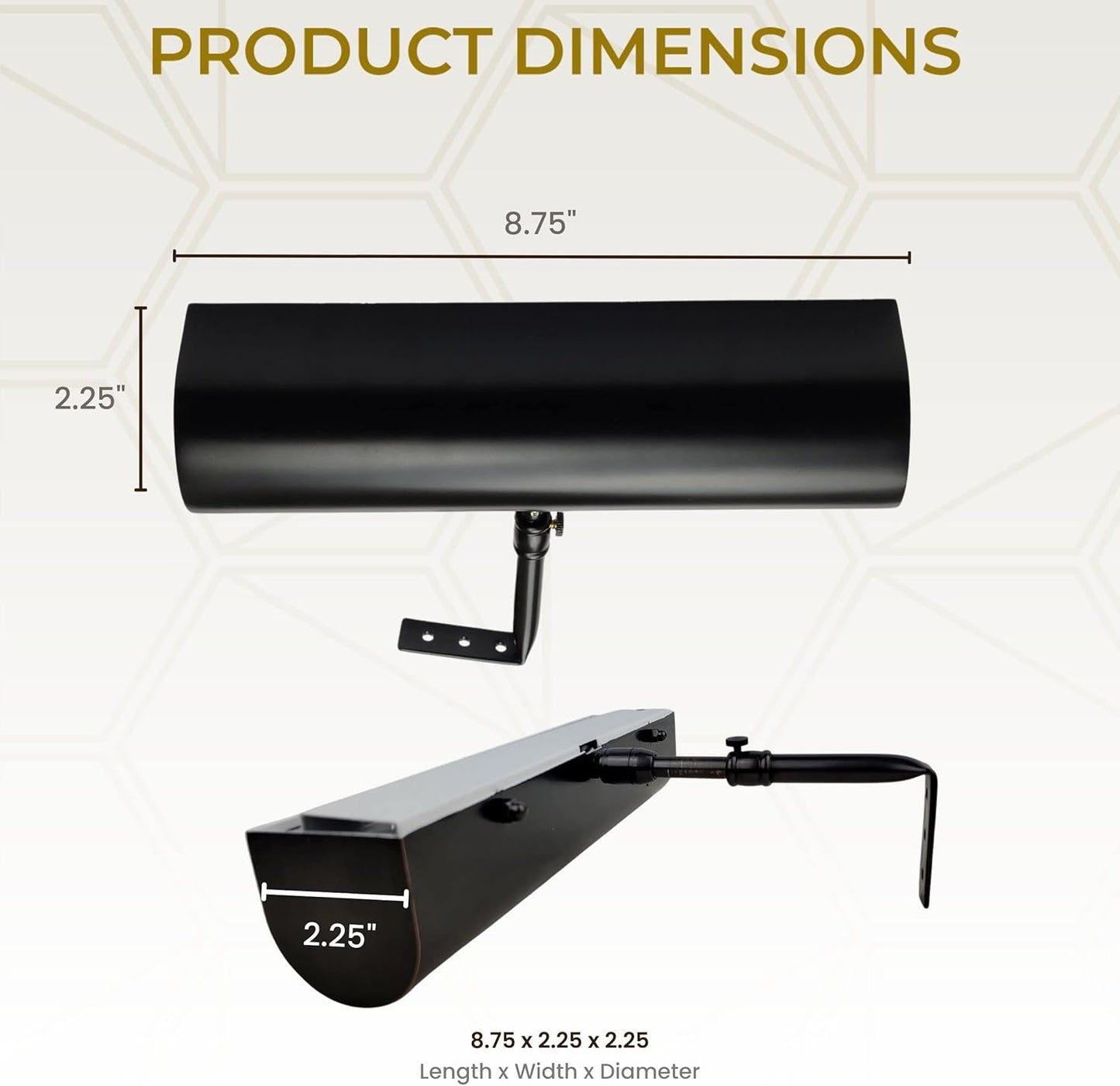Royal Designs, Inc. Cordless Remote Control LED Picture Light, Dimmable with Timer Function, Black, 8.75 Inches