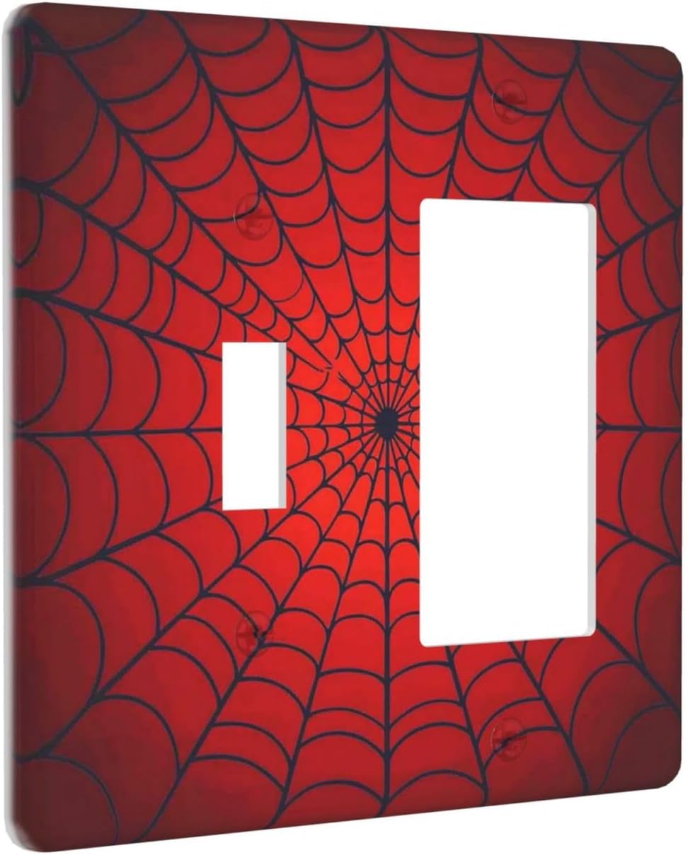 Red Spider Web Black Line Simplicity Outlet Covers 1 Toggle 1 Rocker Combination Decorative Wall Plate Electrical Switch Plates Light Switch Cover Plate For Kids Room Home Decor