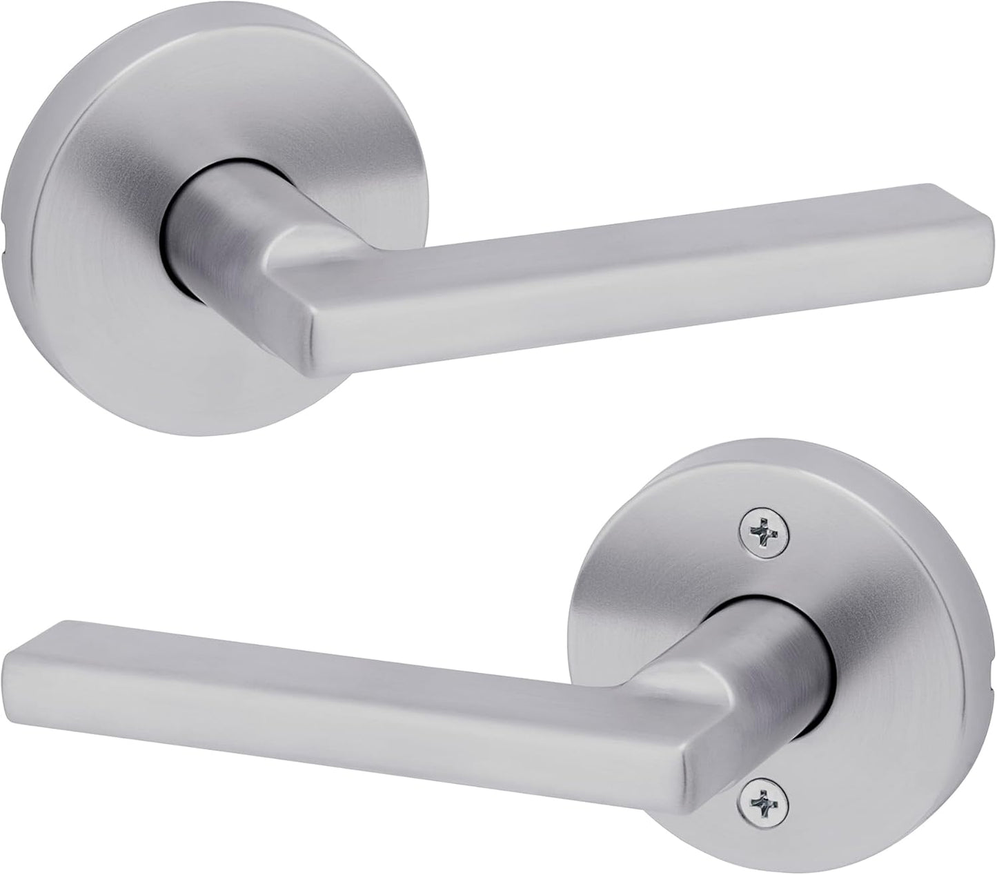 Kwikset Halifax Interior Passage Door Knob, Round Handle for Closet and Hallway Doors, Non-Locking Doorknob in Satin Chrome, with Microban Protection