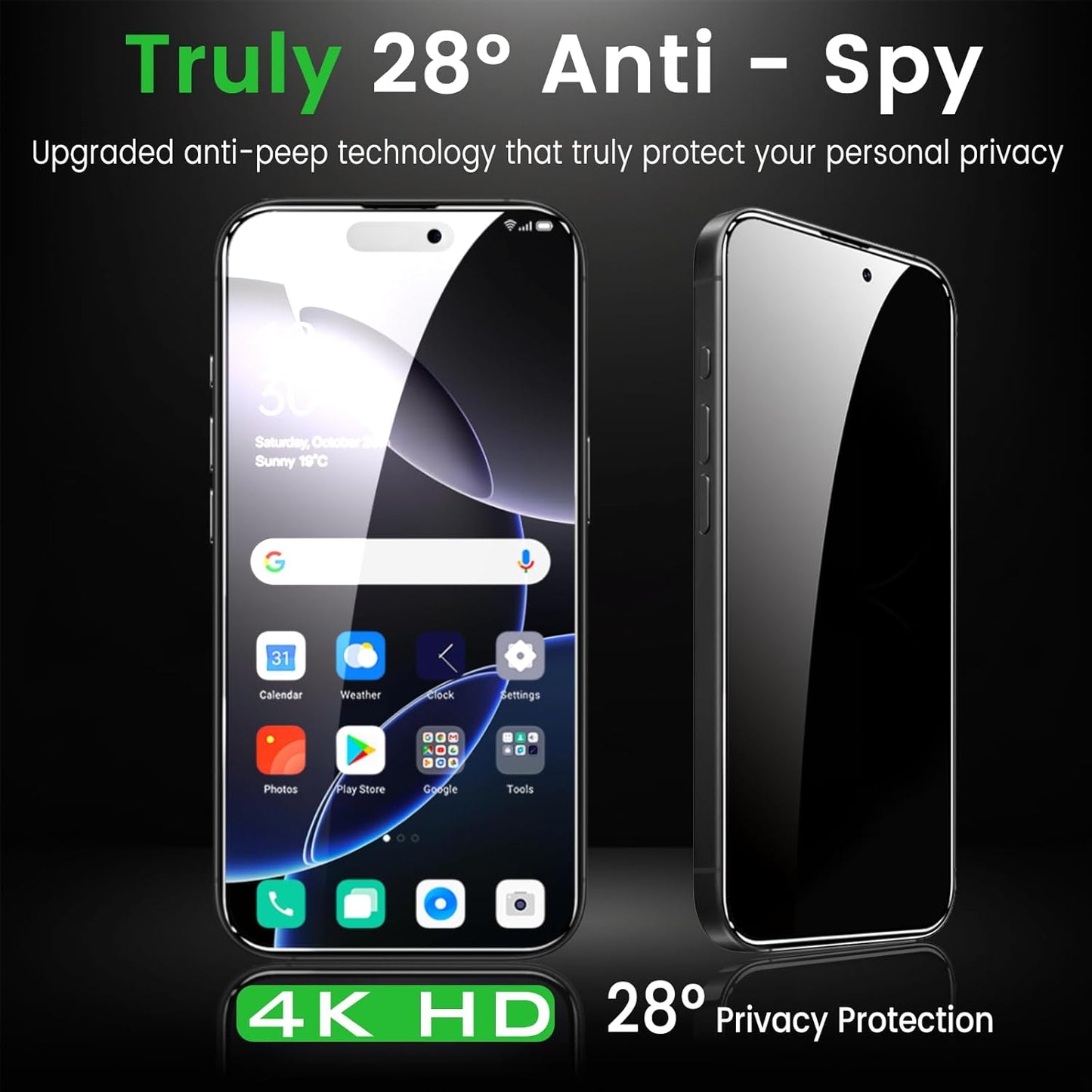 4 Pack Privacy Screen Protector for iPhone 16 Pro 6.3 Inch with 4 Pack Camera Lens Protector, Anti Spy Tempered Glass Film, Anti-Scratch, Touch Sensitive, Case Friendly