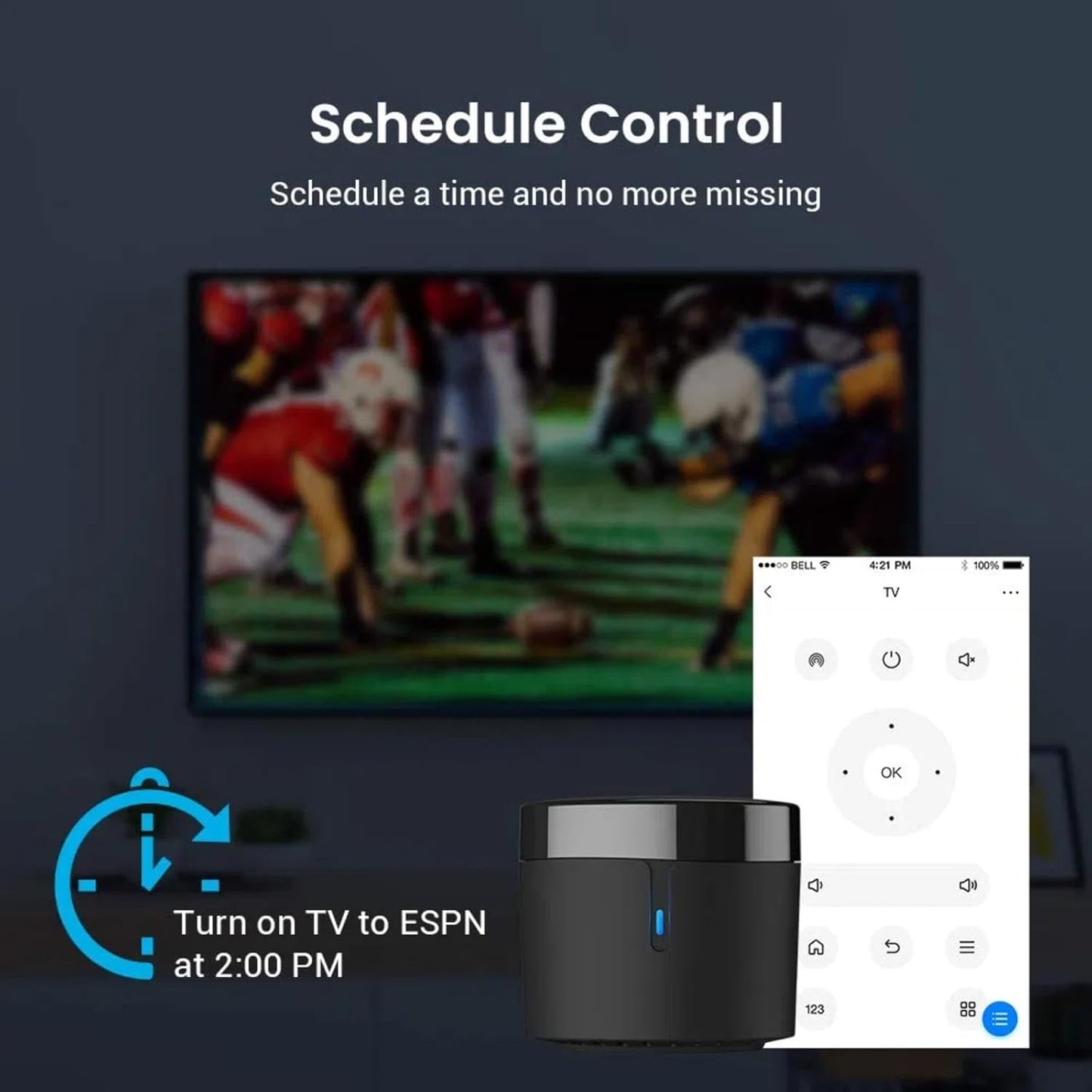 Broadlink RM4 Mini Smart Remote(2.4GHz Wi-Fi Only)- IR Blaster Hub for Smart Home Automation, Infrared TV Air Conditioner Remote Replacement Compatible with Alexa, Google Assistant, IFTTT