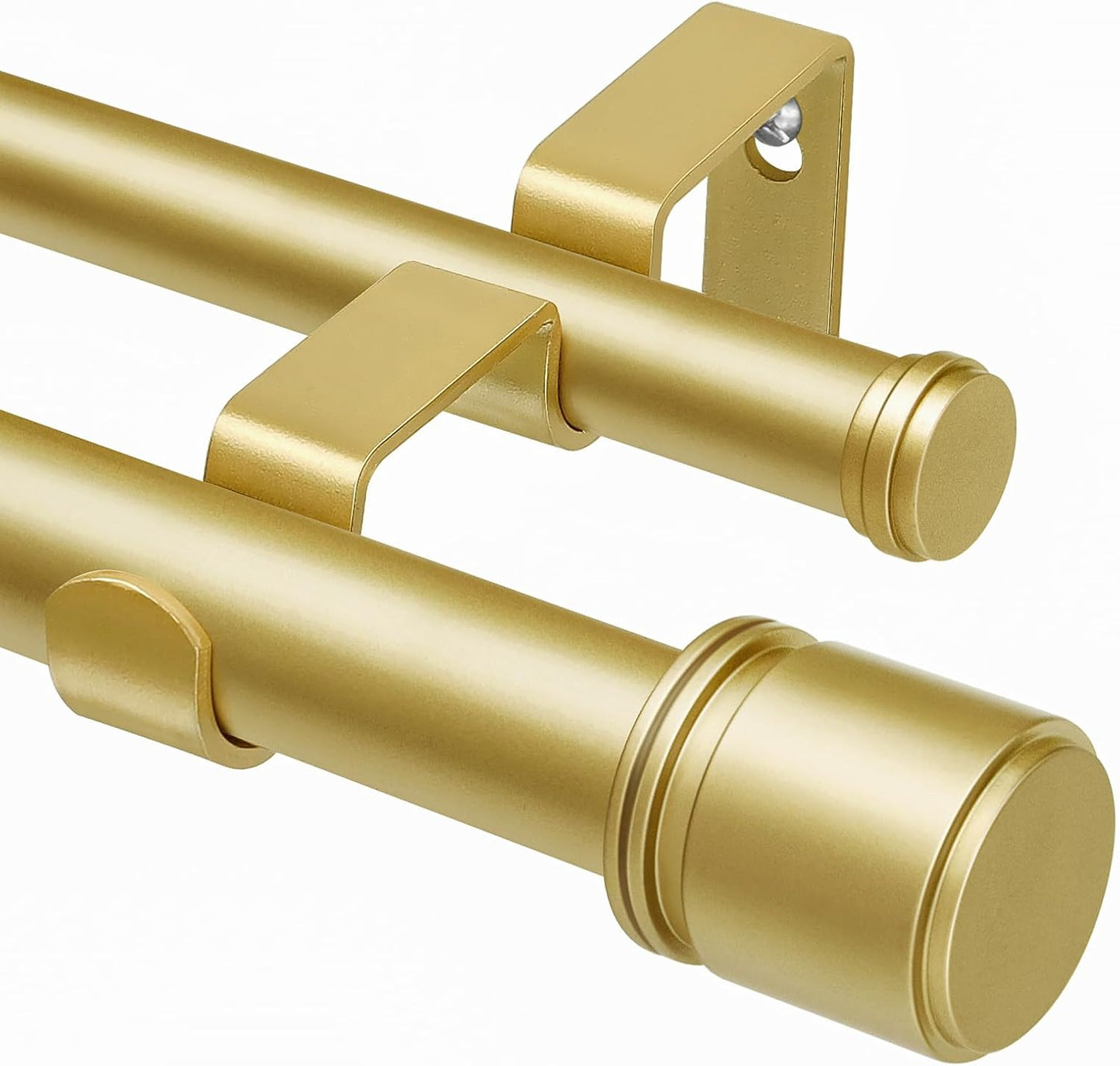 Double Curtain Rod 72 to 144 Inch, HOTOZON 1 Inch Heavy Duty Double Curtain Rods for Windows 60 to 140 Inches(5-11.6 ft), Telescoping Drapery Rod with Simple End Finials, Gold