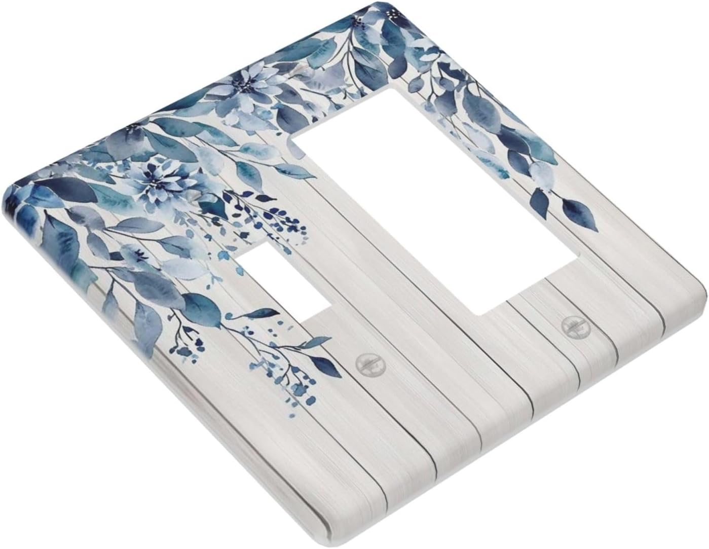 Eucalyptus Rustic Watercolor Plant Outlet Covers 1 Toggle 1 Rocker Combination Decorative Wall Plate Electrical Switch Plates Light Switch Cover Plate For Farmhouse Home Decor
